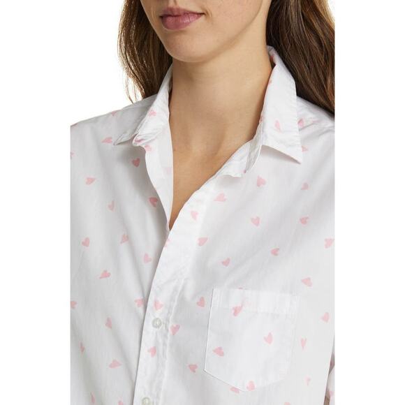 NWOT Frank & Eileen Eileen Relaxed Button-Up Shirt w/ Messy Hearts Detail Sz S - Picture 5 of 10